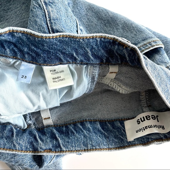 Reformation Seamed Jean High Rise Straight Leg Denim in Palermo Wash Size 23 - Picture 6 of 7